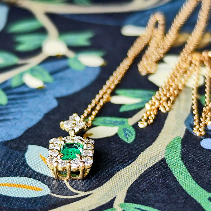 天然エメラルド 天然ダイヤモンド ネックレス