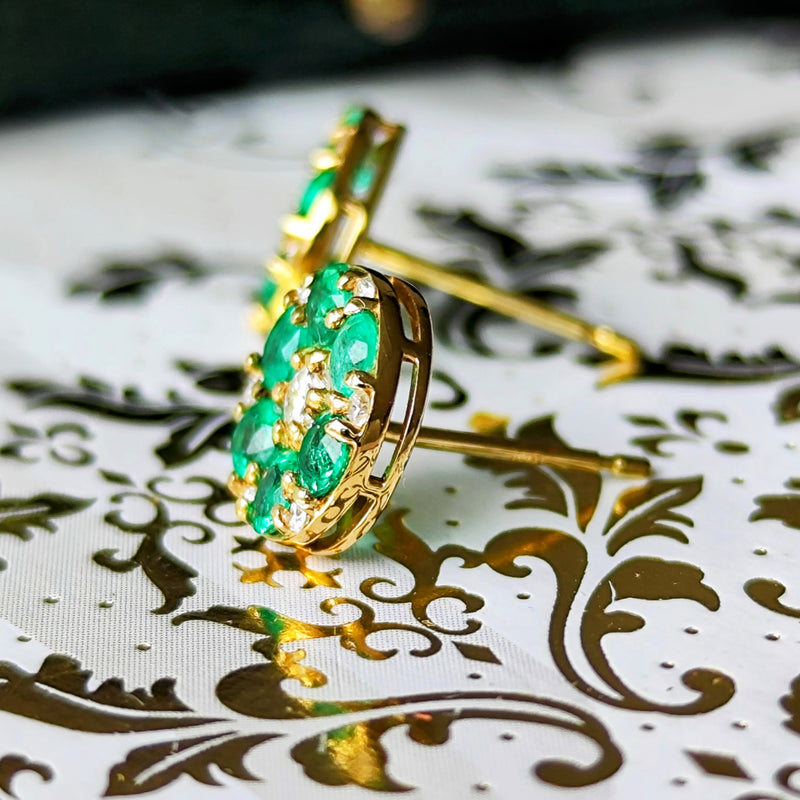 天然エメラルド 天然ダイヤモンド 18金ピアス