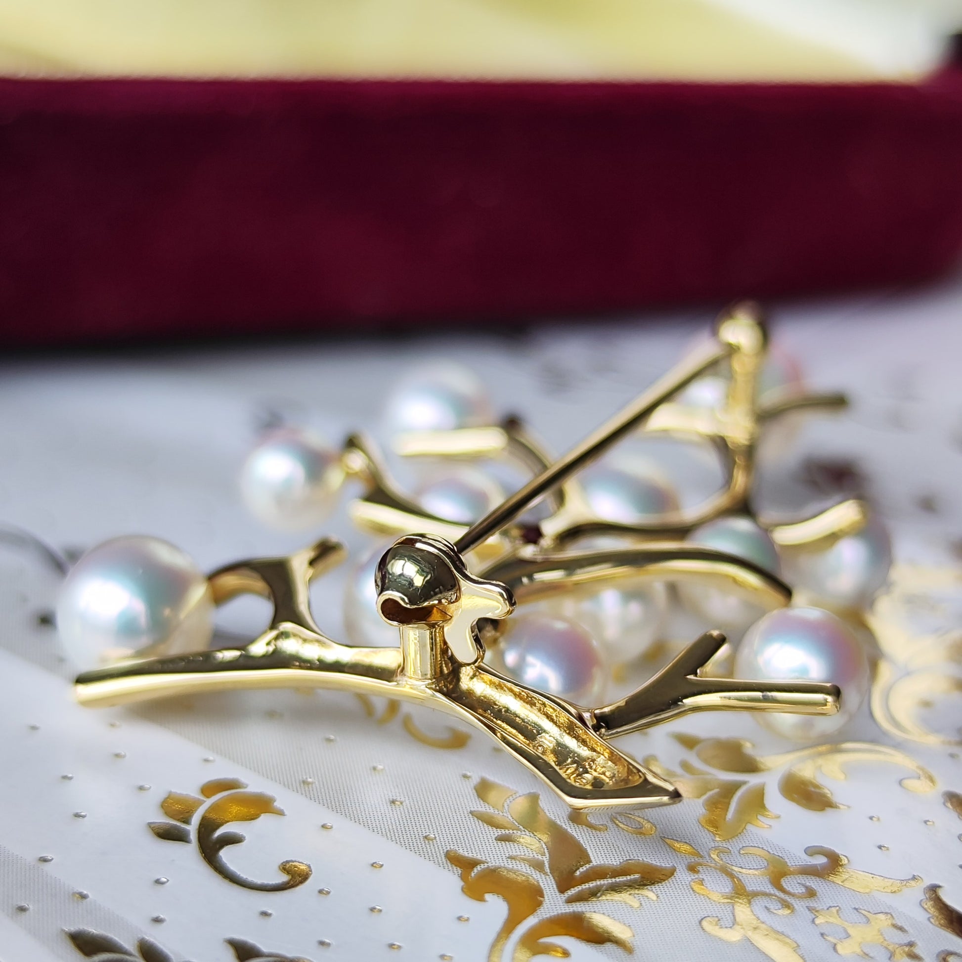 MIKIMOTO ミキモト 幸福の木 あこや真珠 18金ブローチ