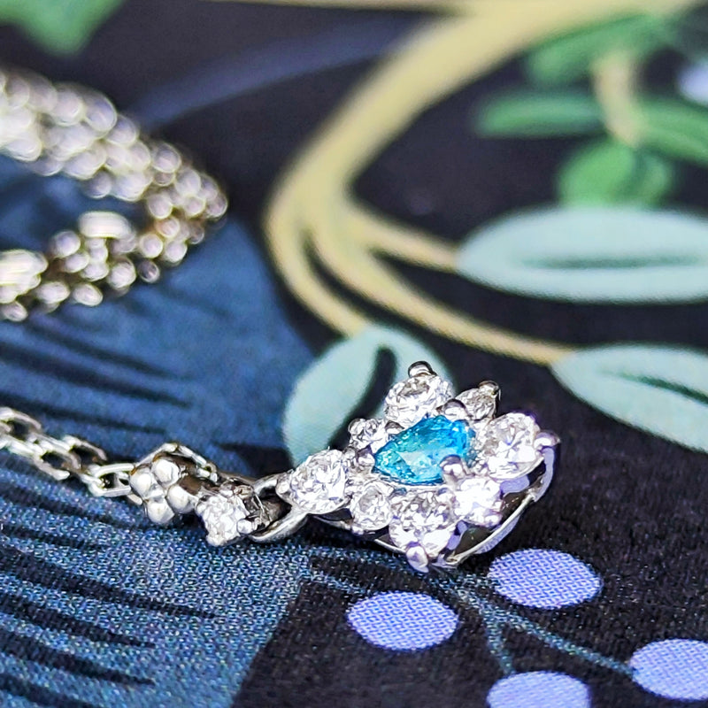 天然パライバトルマリン 天然ダイヤモンド ネックレス