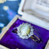 【三越百貨店】天然クリソベリルキャッツアイ 天然ダイヤモンド リング