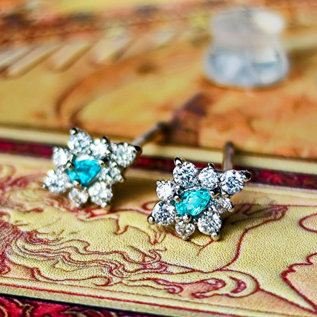 PT900 パライバトルマリン&ダイヤモンドピアス 楽天市場】Pt900 パライバトルマリン ＆ ダイヤモンド ピアス W