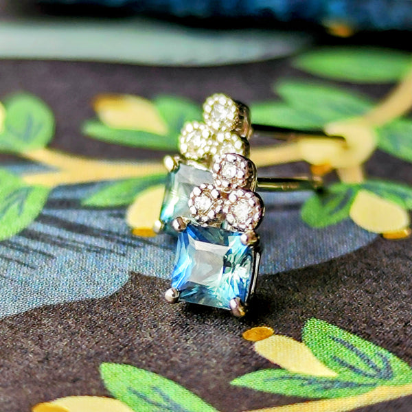 【お値下げ】天然サファイア プリンセスカット 天然ダイヤモンド ピアス