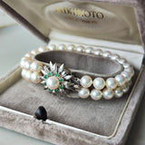 MIKIMOTO ミキモト あこや真珠 天然エメラルド ブレスレット