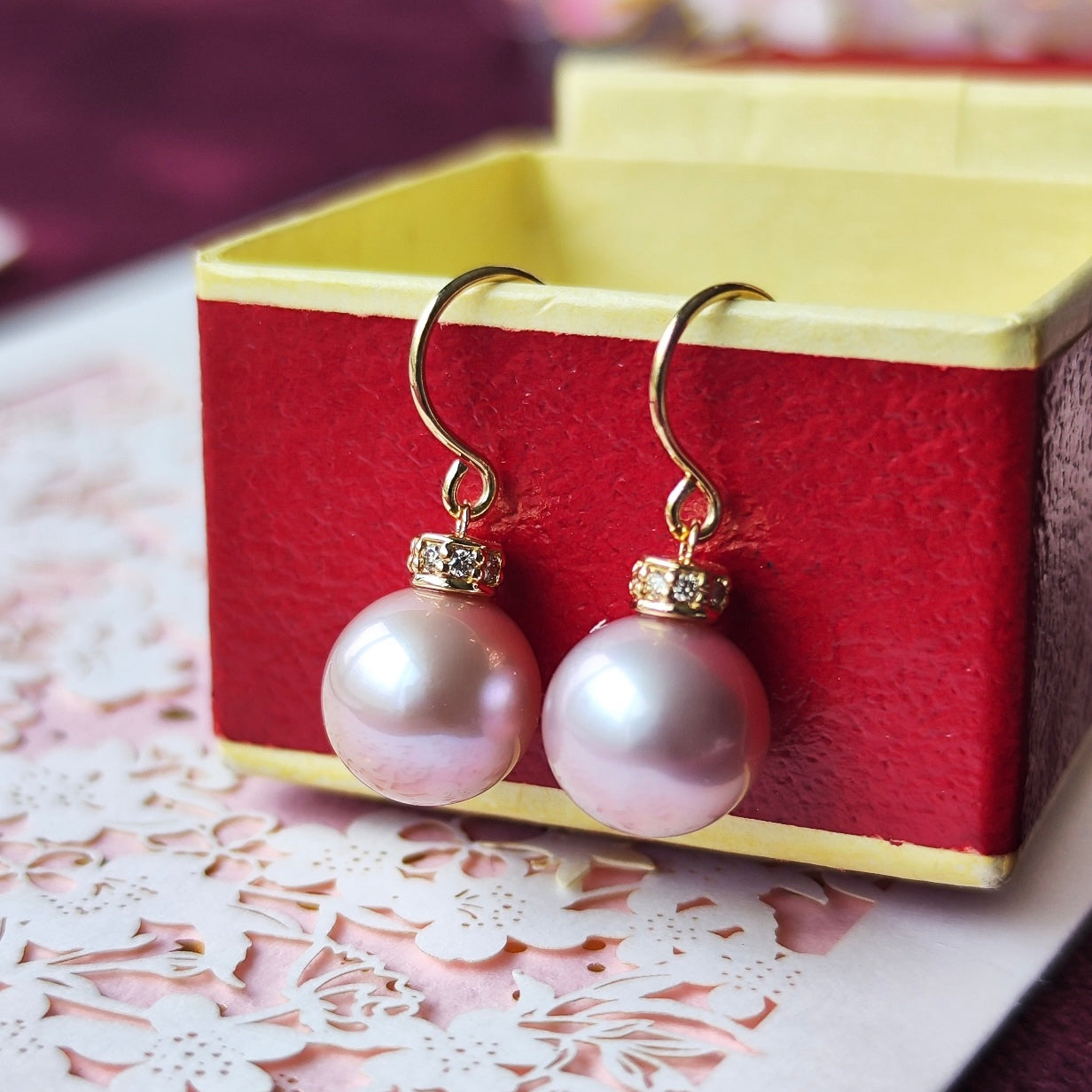 【さくらパール 】花の雫 18金ピアス