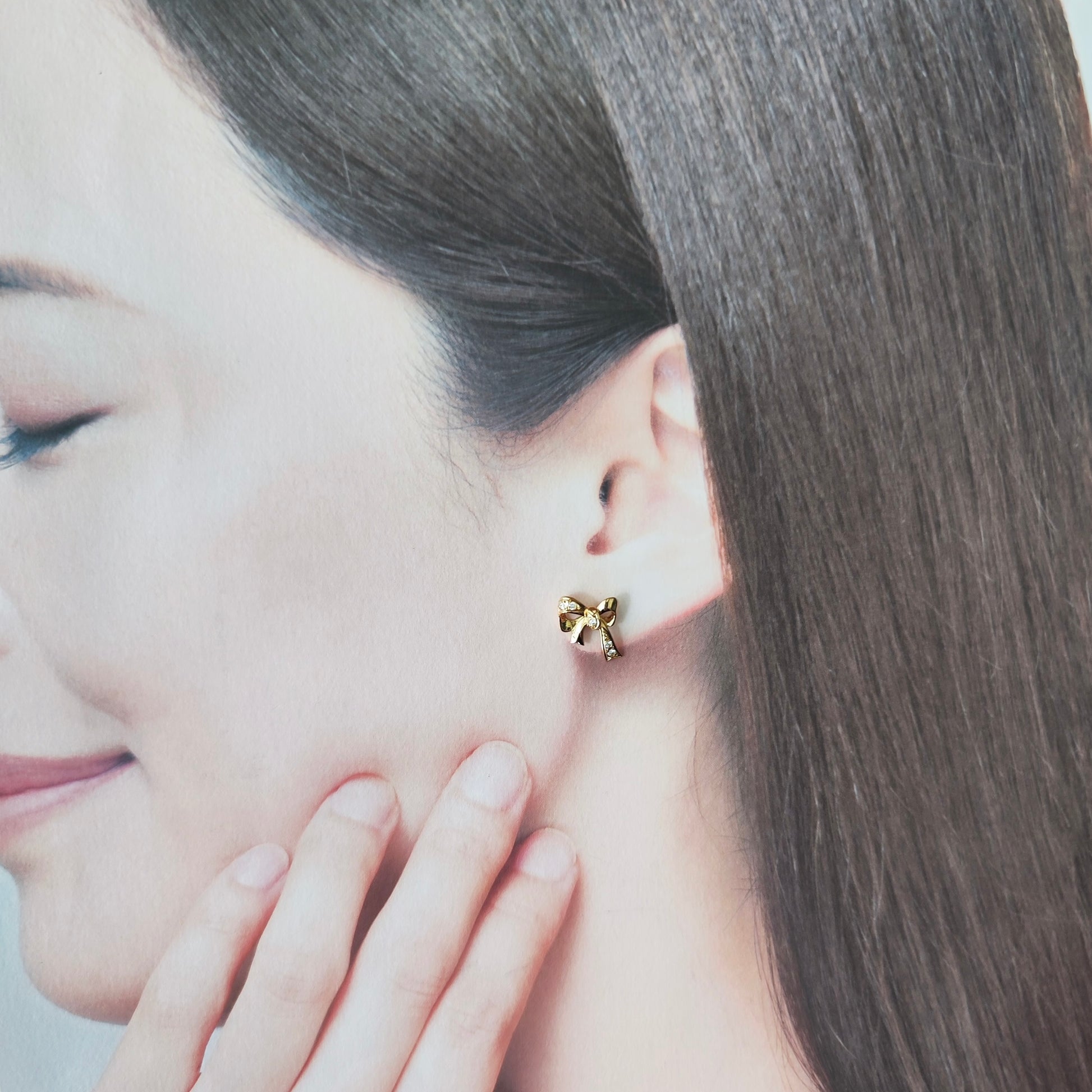 MIKIMOTO ミキモト リボンモチーフ ダイヤモンド ピアス