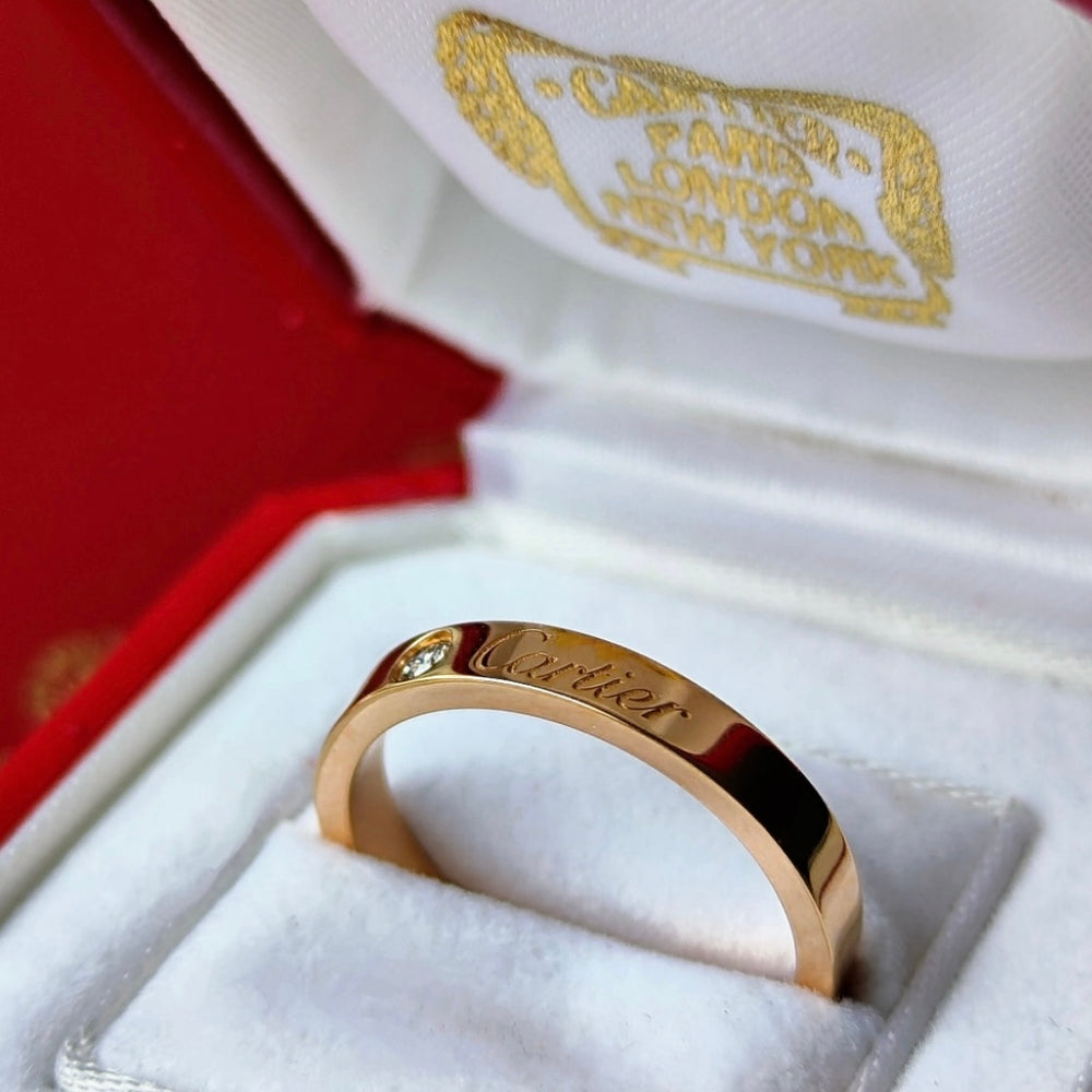 Cartier カルティエ Cドゥ エングレーブド ダイヤ リング 18金PG