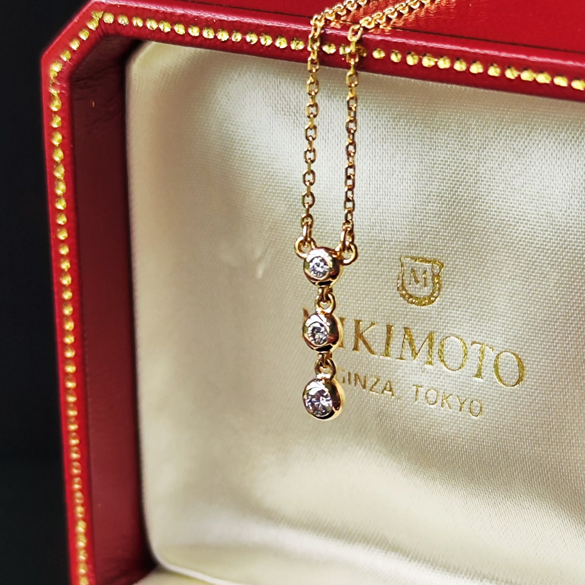 MIKIMOTO ミキモト ダイヤモンド スリーストーン ネックレス