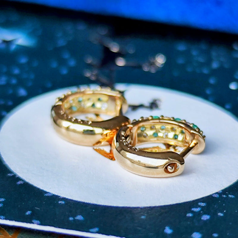 天然パライバトルマリン 天然ダイヤモンド パヴェ 18金ピアス