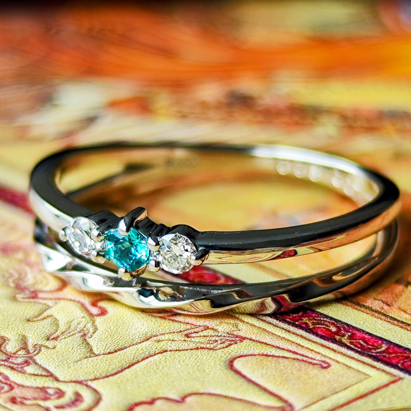 天然パライバトルマリン 天然ダイヤモンド リング