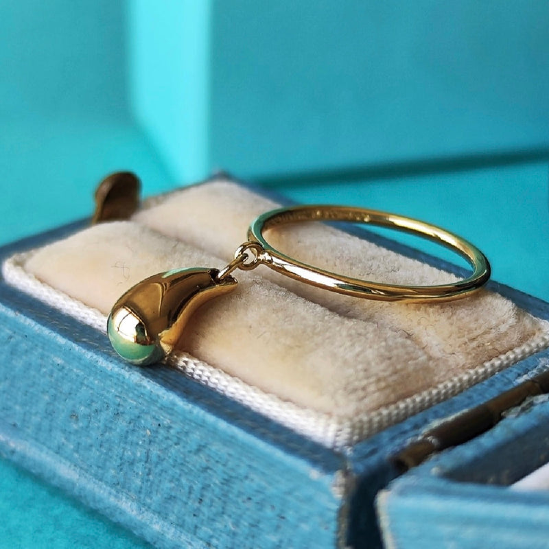 【オールドティファニー】TIFFANY &Co ティファニー ティアドロップ リング 18金YG 8号 リング