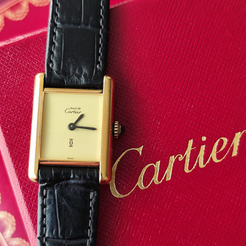 【OH済み】Cartier カルティエ マストタンク アイボリー文字盤 手巻き腕時計