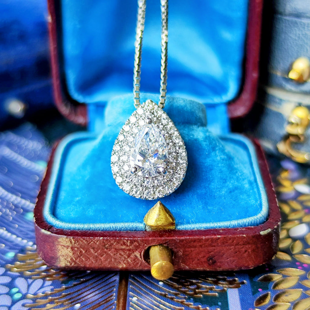 【大粒 1.007ct】天然ダイヤモンド ペアシェイプ プラチナ ネックレス