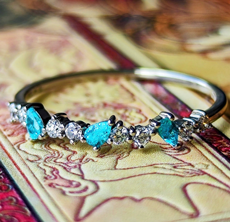 天然パライバトルマリン 天然ダイヤモンド プラチナリング