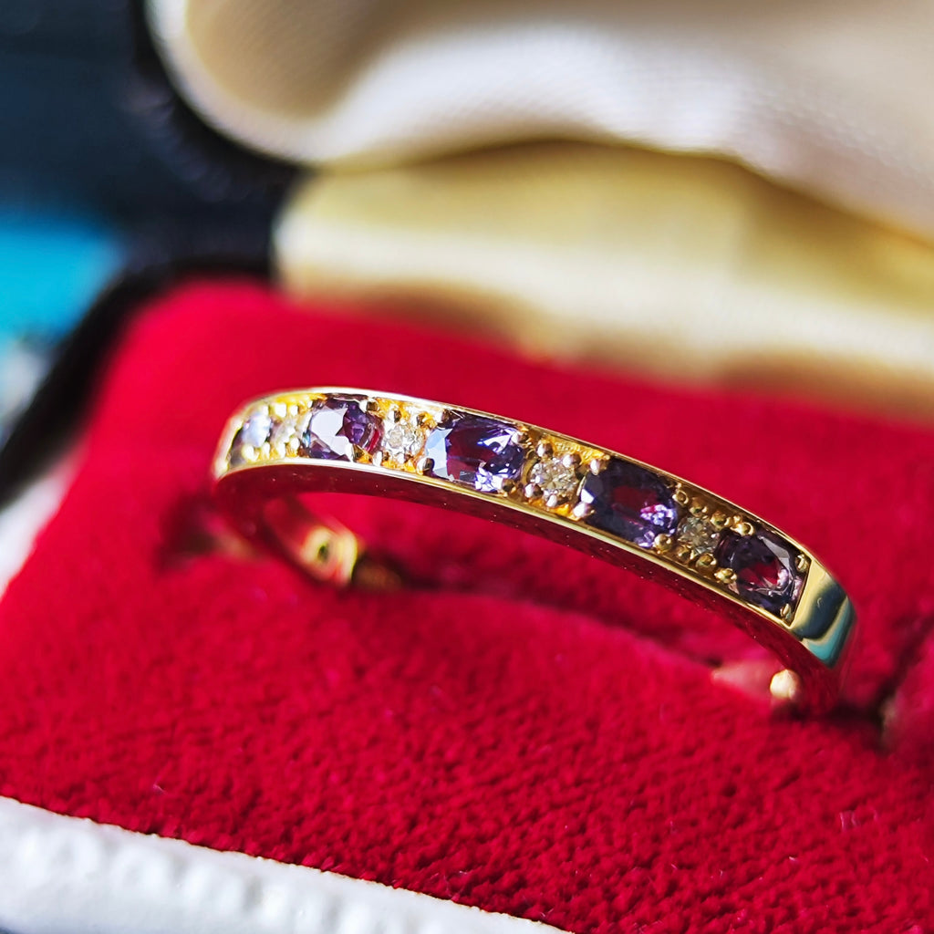【ベキリーブルー】天然カラーチェンジガーネット 天然ダイヤモンド 0.38ct 18金リング
