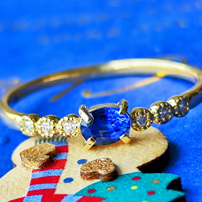 【コーンフラワー】天然サファイア 天然ダイヤモンド