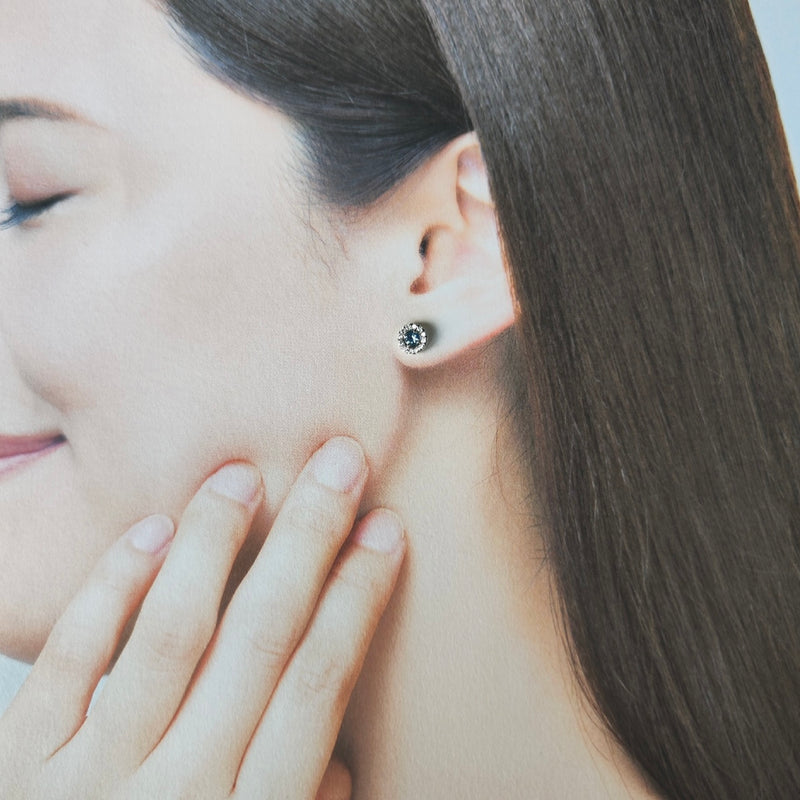 【カンチャナブリ産】天然サファイア 天然ダイヤモンド ピアス