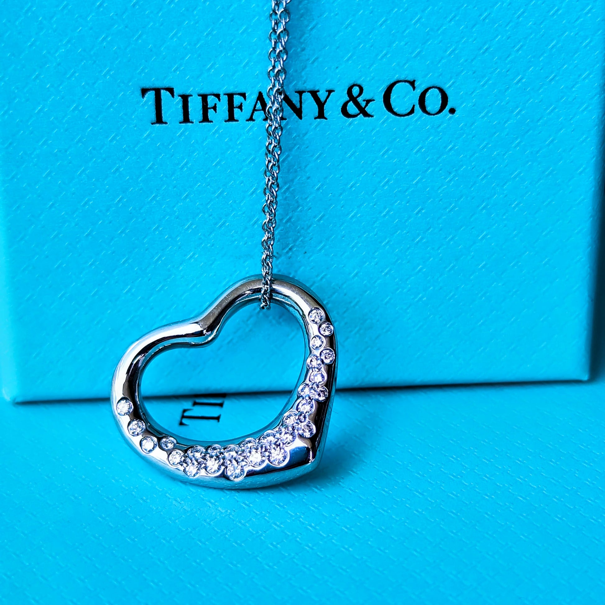 TIFFANY &Co ティファニー オープンハート ダイヤモンド プラチナ ネックレス