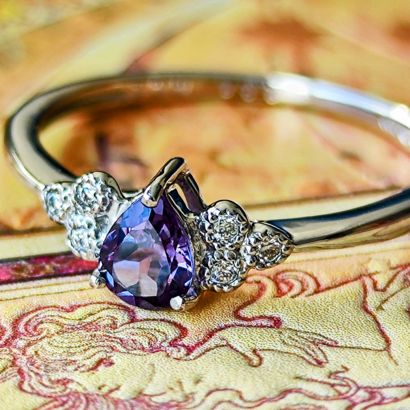 天然カラーチェンジガーネット 天然ダイヤモンド リング