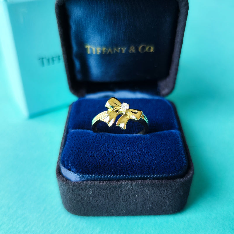 TIFFANY&Co ティファニー リボンリング ダイヤモンド K18YG