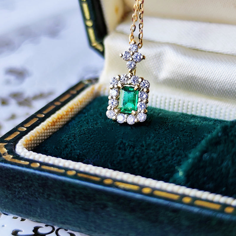 天然エメラルド 天然ダイヤモンド ネックレス