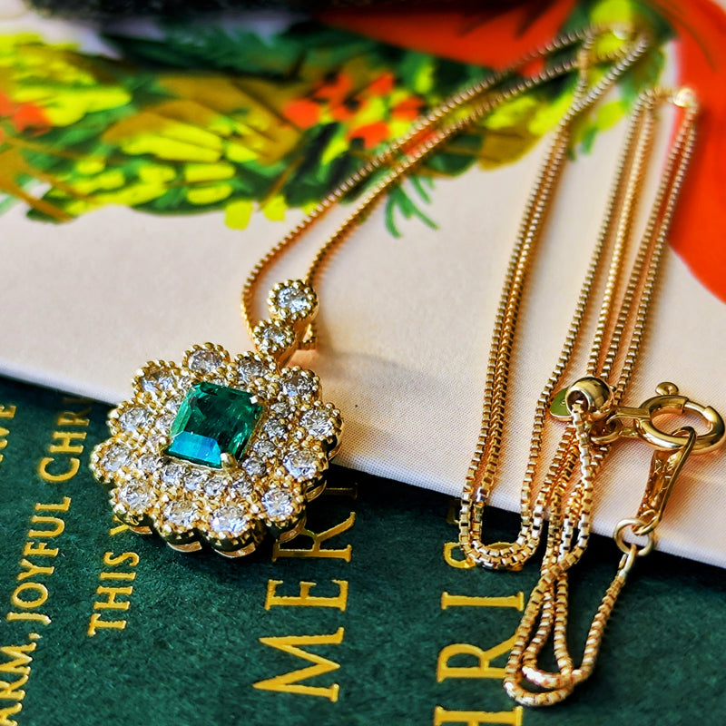 天然エメラルド 天然ダイヤモンド ネックレス