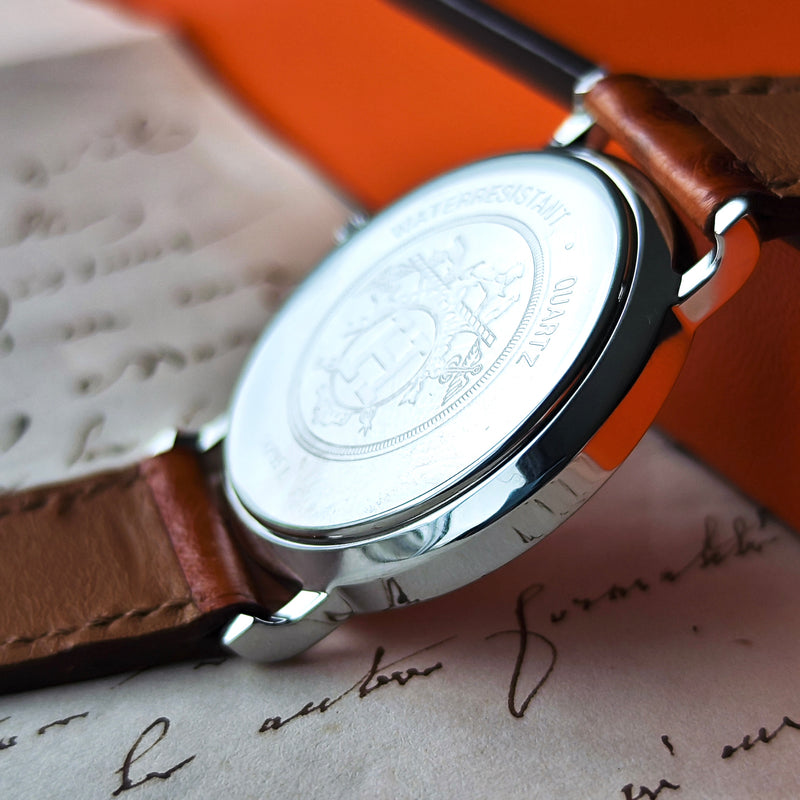 【ボーイズサイズ】HERMES エルメスセリエ オーストリッチ クォーツ腕時計