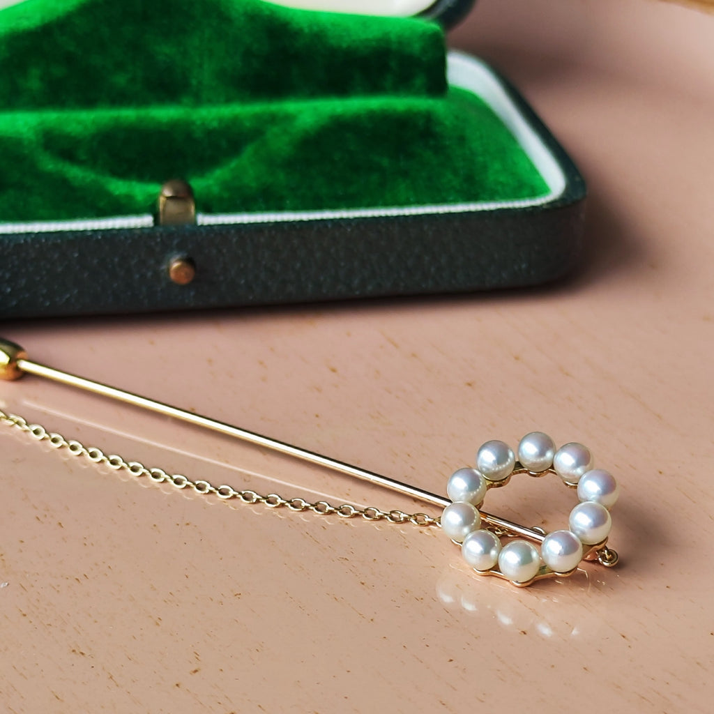 MIKIMOTO ミキモト あこや真珠ピンブローチ サークルモチーフ