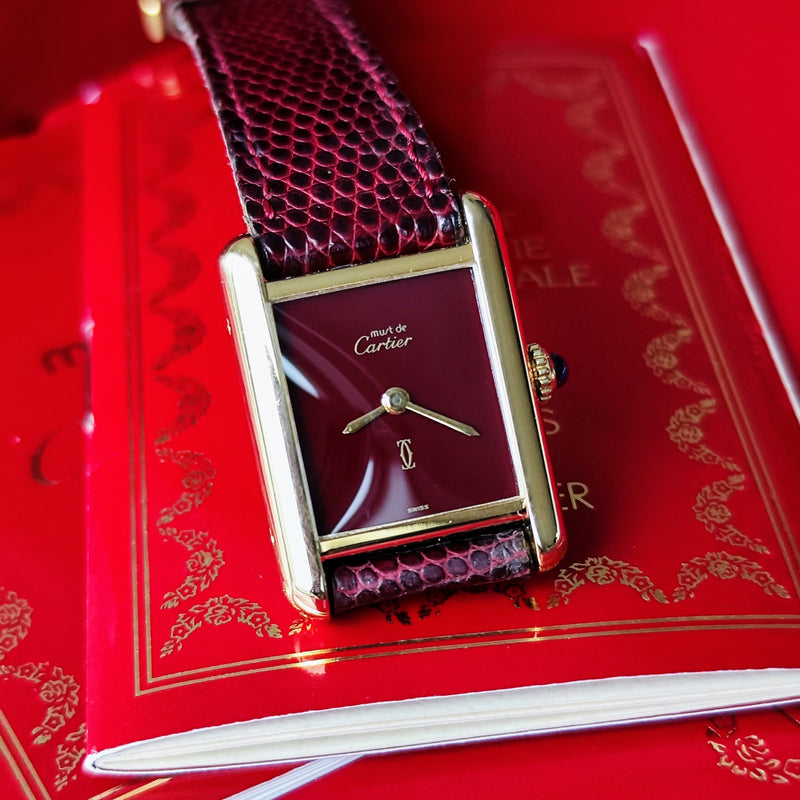 【OH済み】Cartier カルティエ マストタンク ボルドー文字盤 手巻き腕時計