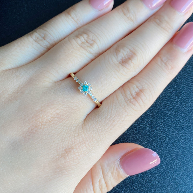 天然パライバトルマリン 天然ダイヤモンド リング