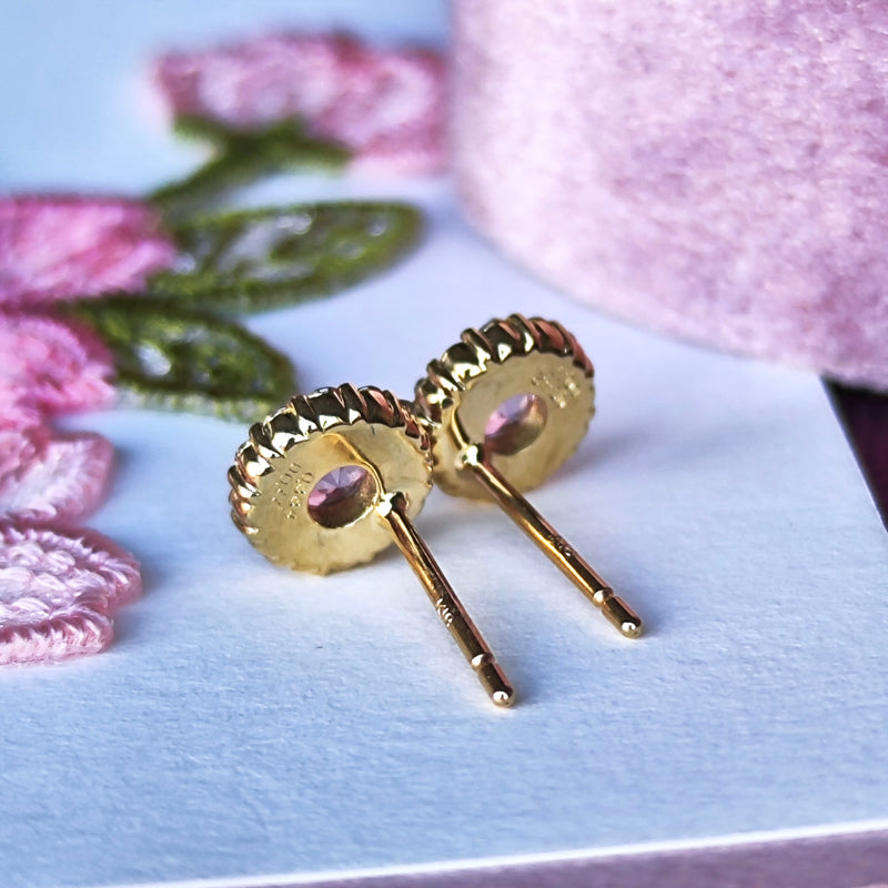 天然パパラチアサファイア 天然ダイヤモンド ピアス