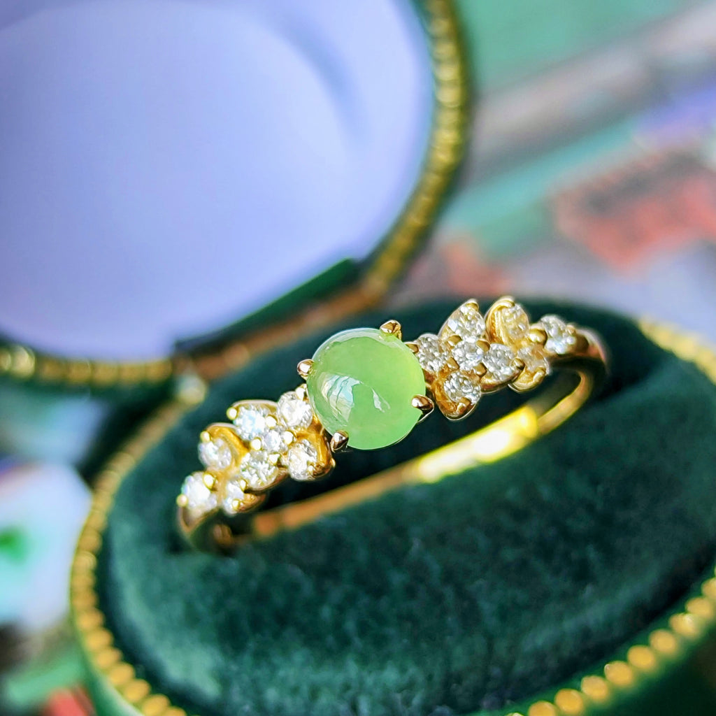 天然翡翠 天然ダイヤモンド 18金リング