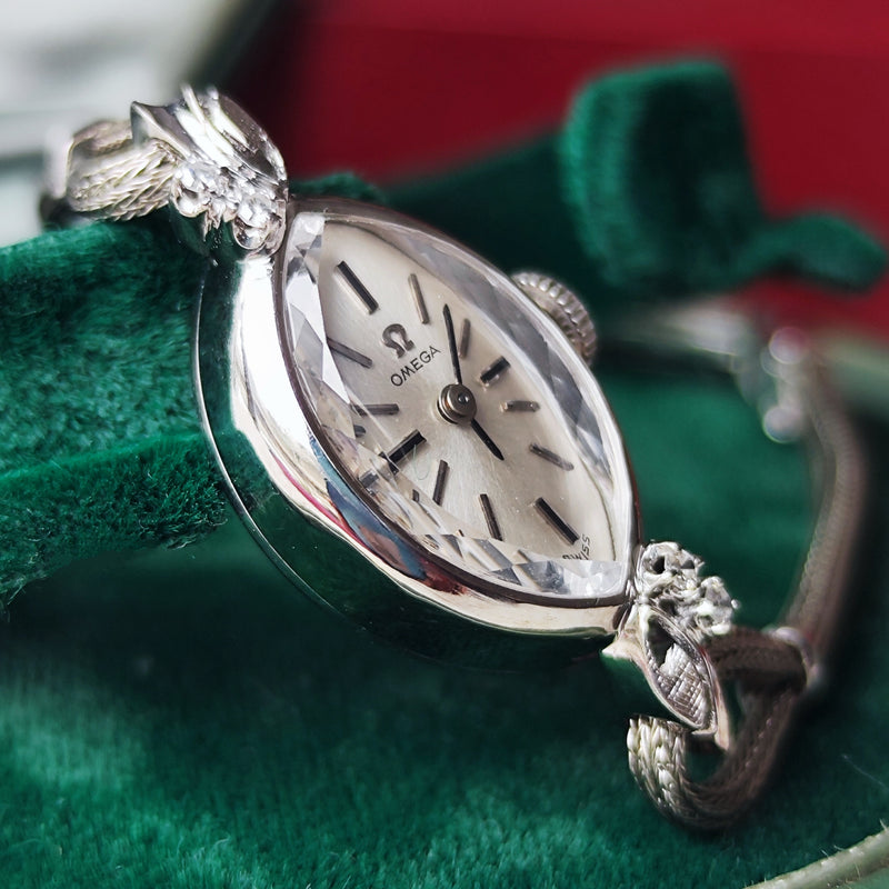【OH済み 14金無垢】OMEGA オメガ ダイヤモンド 手巻き腕時計
