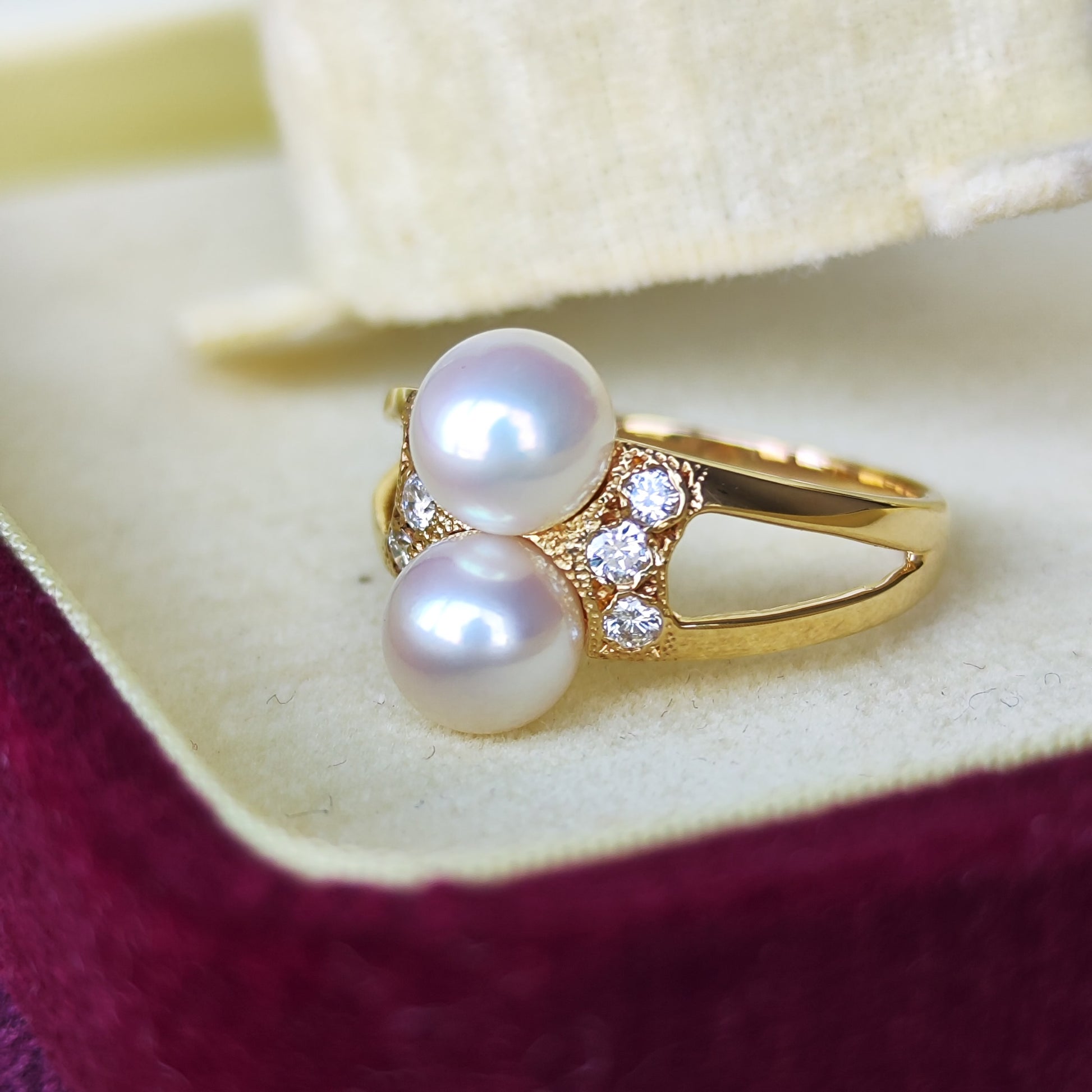 MIKIMOTO ミキモト あこや真珠 天然ダイヤモンド 18金リング