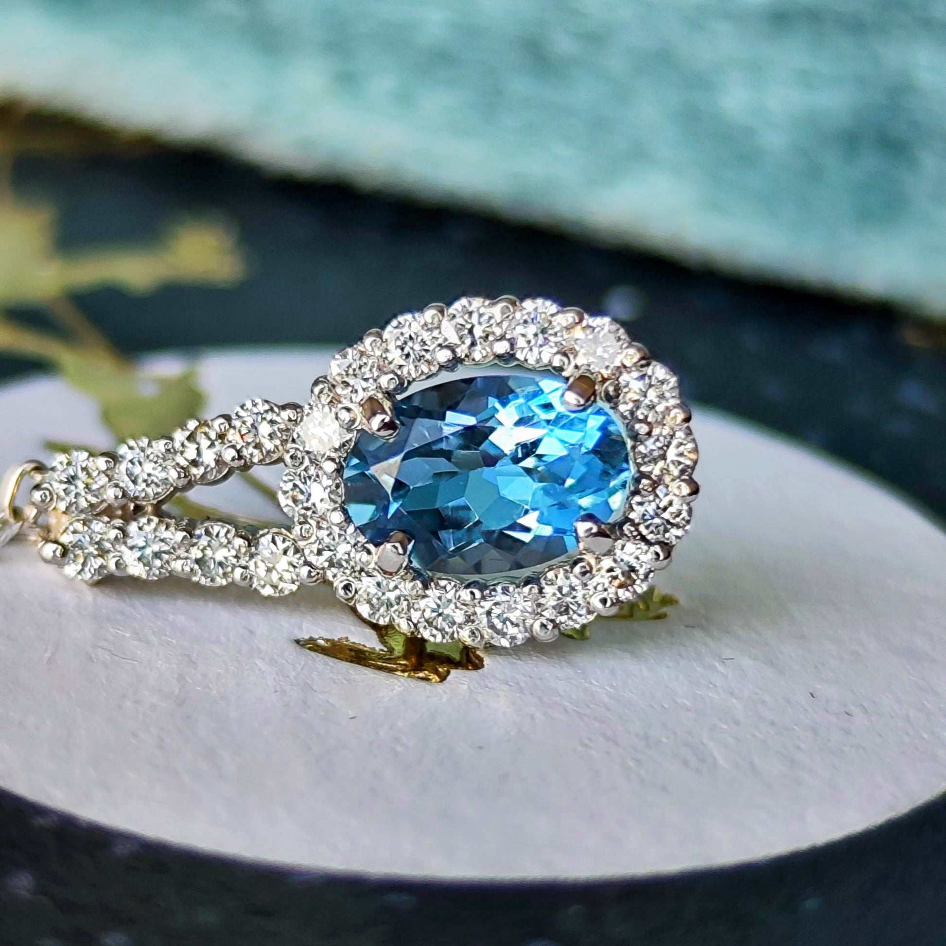 【サンタマリア】天然アクアマリン 天然ダイヤモンド ネックレス