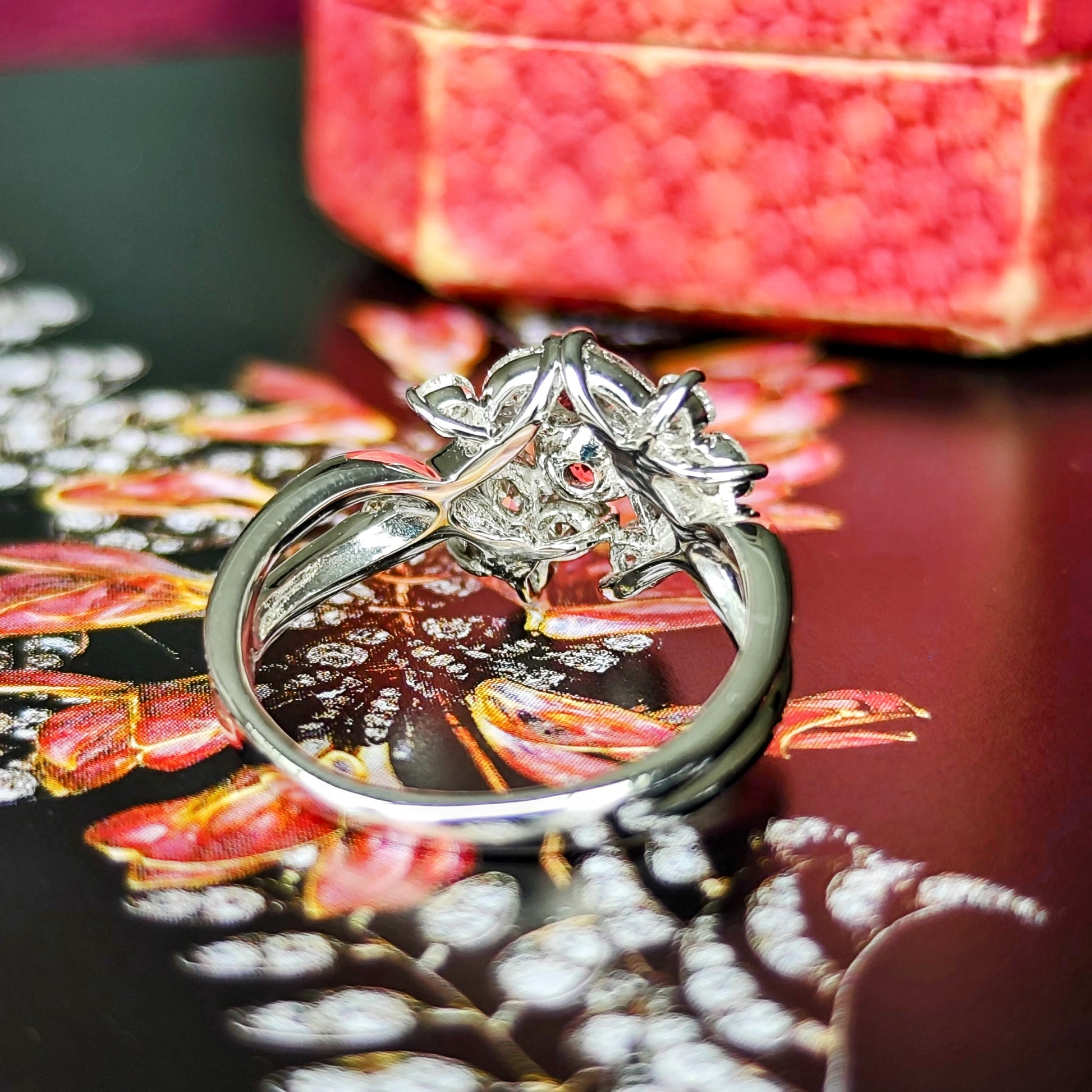 天然パパラチアサファイア 天然ダイヤモンド 18金WG