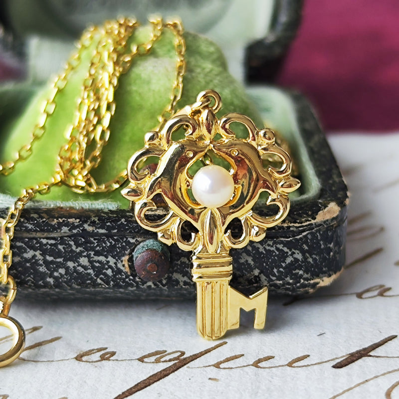 MIKIMOTO ミキモト 鍵のモチーフ あこや真珠 ネックレス