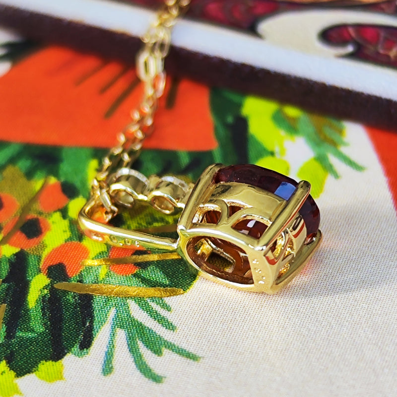 天然スぺサルティンガーネット
（マンダリンガーネット ）天然ダイヤモンド ネックレス