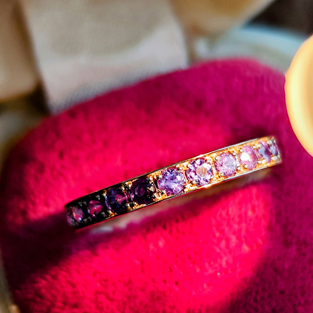 天然アレキサンドライト 0.65ct ハーフエタニティリング 18金PG ②