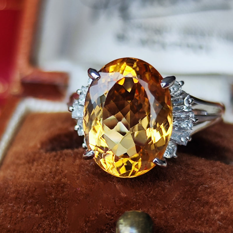 【三越百貨店】天然インペリアルトパーズ 5.37ct 天然ダイヤモンド リング