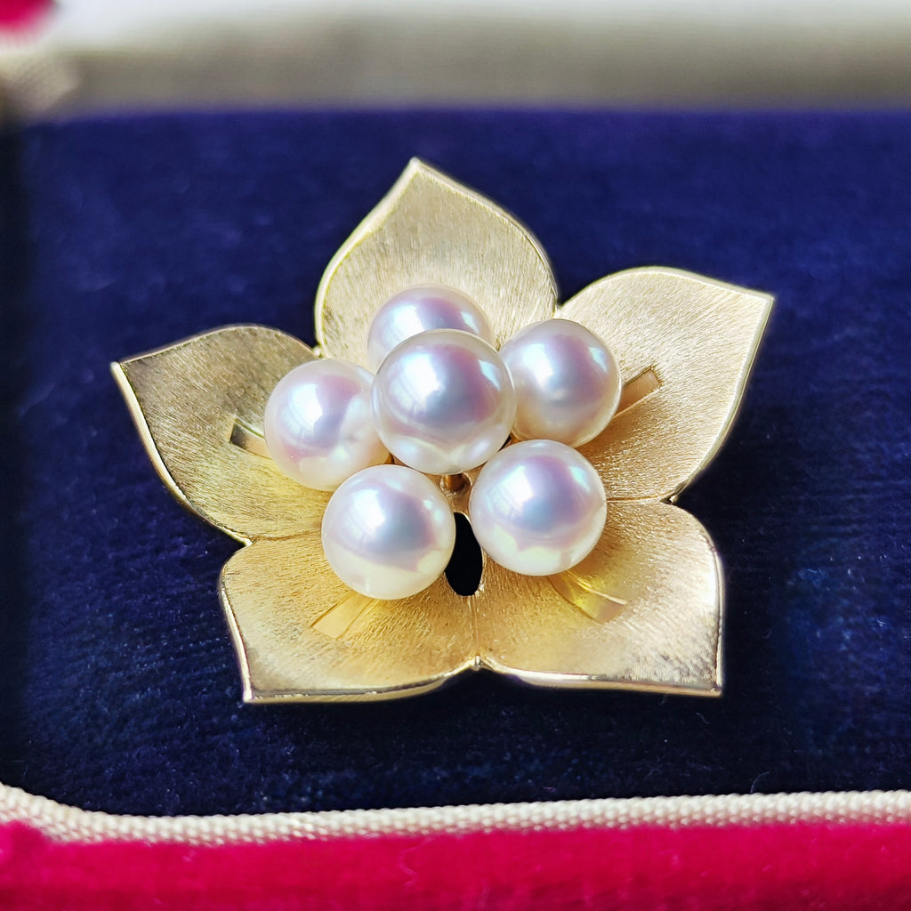 [Vintage MIKIMOTO] MIKIMOTO Akoya Pearl 14K Gold Brooch / Pendant Top ③