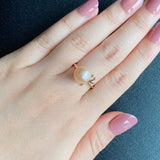 【アプリコット】有核淡水パール リボン 10金リング