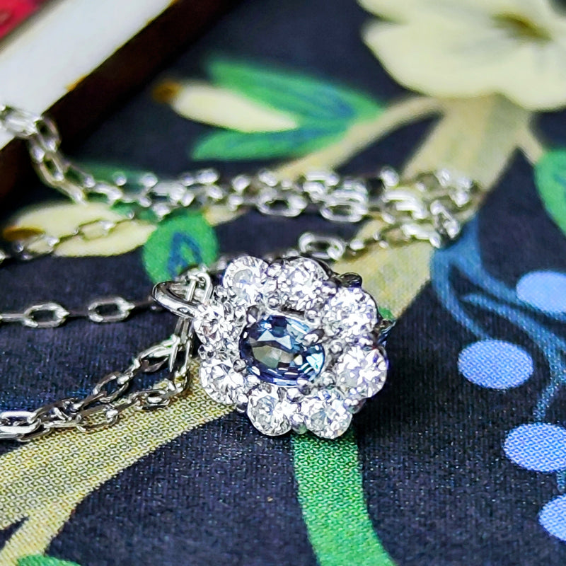 天然アレキサンドライト 天然ダイヤモンド プラチナネックレス