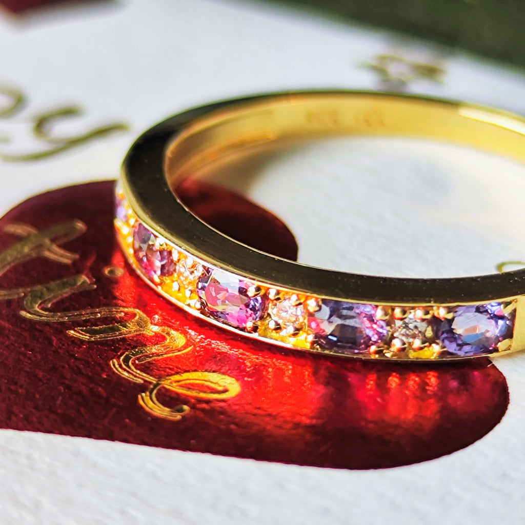 【ベキリーブルー】天然カラーチェンジガーネット 天然ダイヤモンド 0.38ct 18金リング