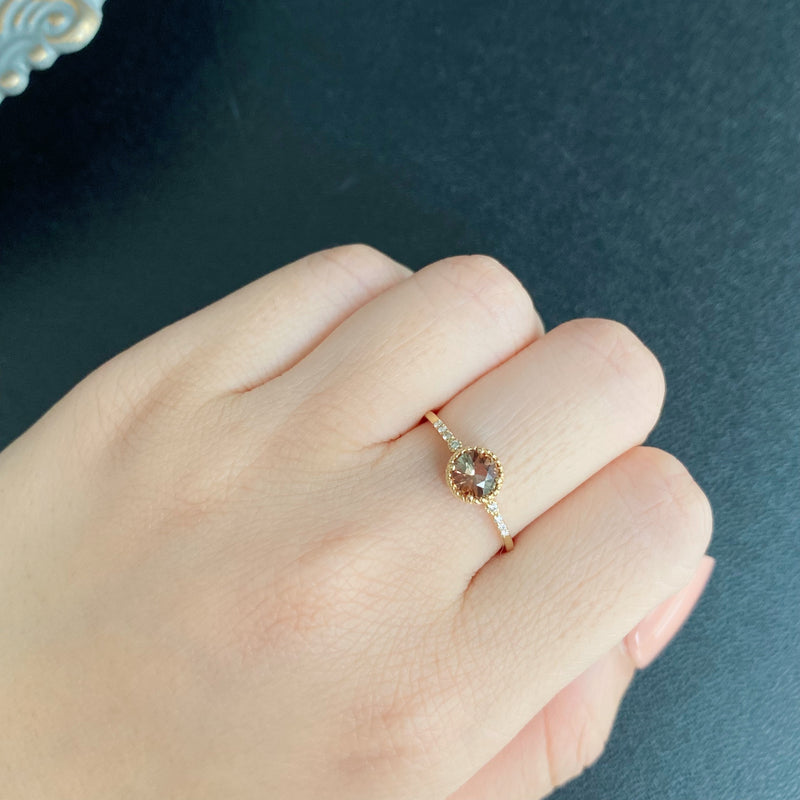 天然アンダリュサイト 天然ダイヤモンド リング