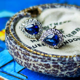 天然サファイア 天然ダイヤモンド 雫型ピアス