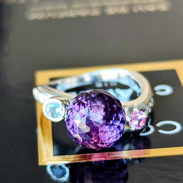 CHANEL シャネル マドモアゼル 天然アメジスト 天然アイオライト 天然トルマリン 天然ダイヤモンド リング