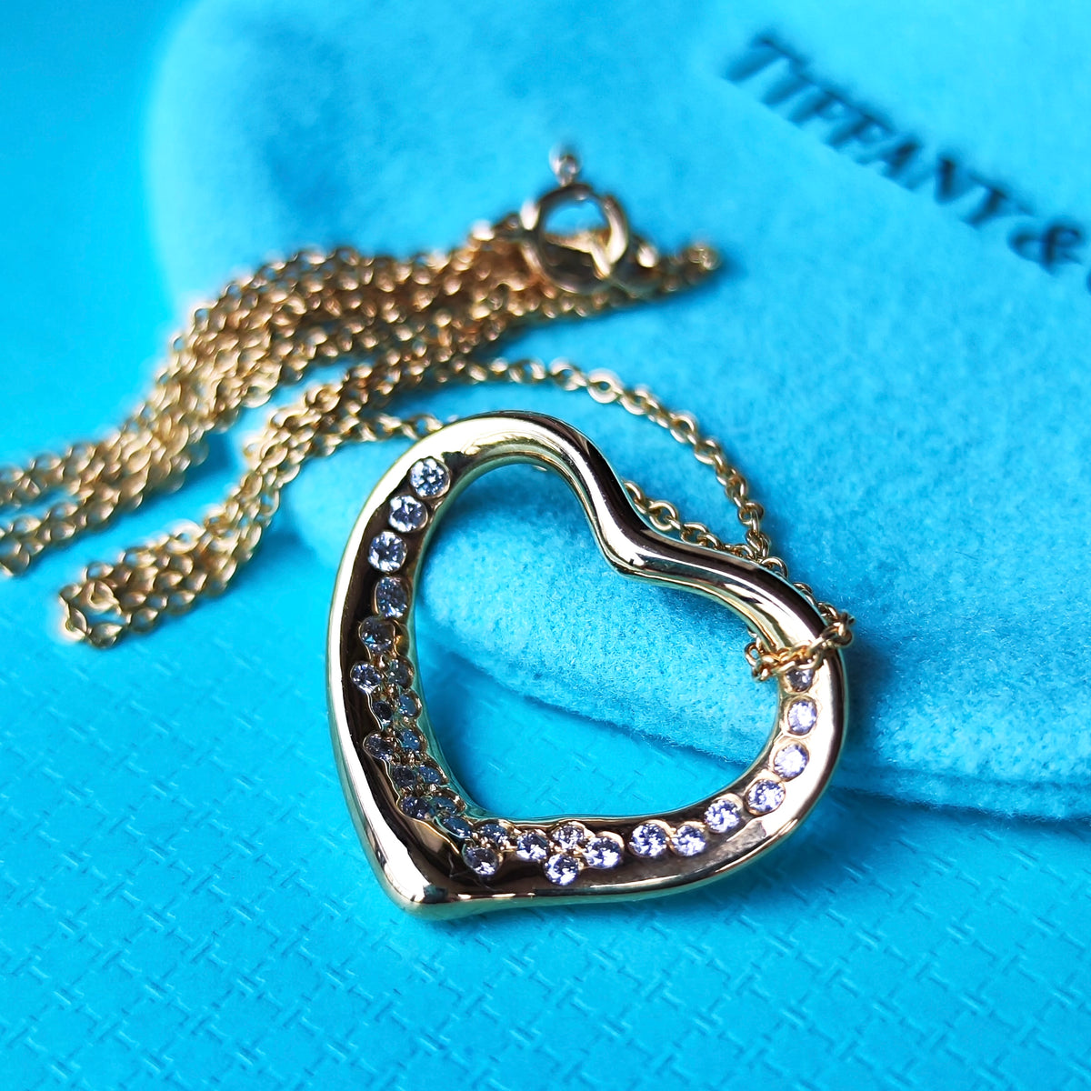 TIFFANY &Co ティファニー オープンハート ダイヤモンド 18金YG ネックレス