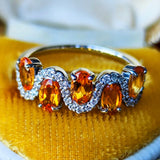 天然スペサルティンガーネット 天然ダイヤモンド プラチナリング