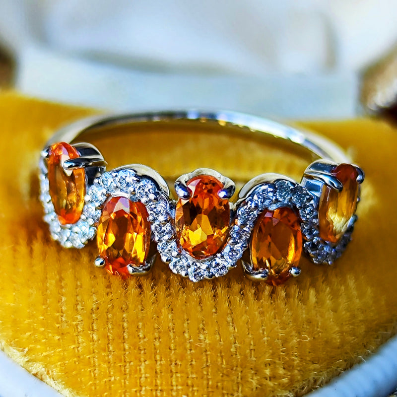 天然スペサルティンガーネット 天然ダイヤモンド プラチナリング